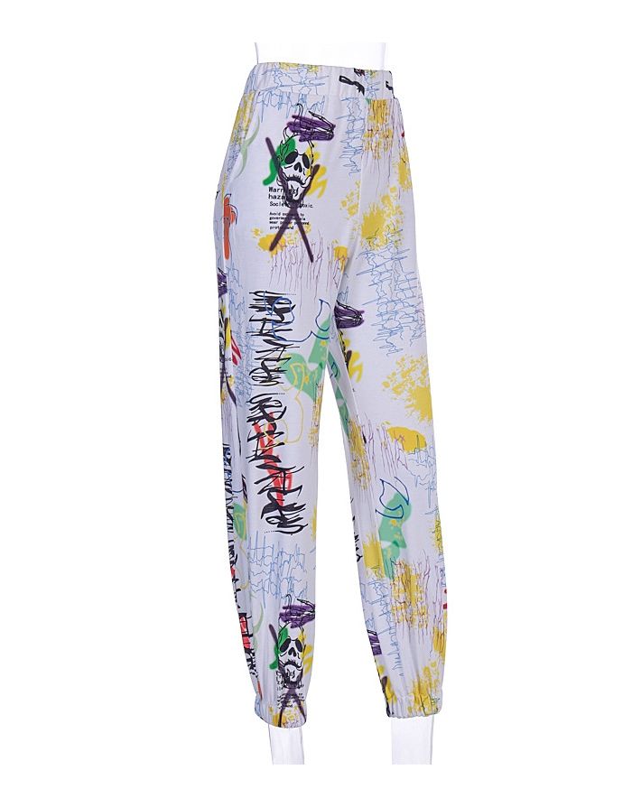 Fashion Digital Printed Casual Trousers Pants With Pockets